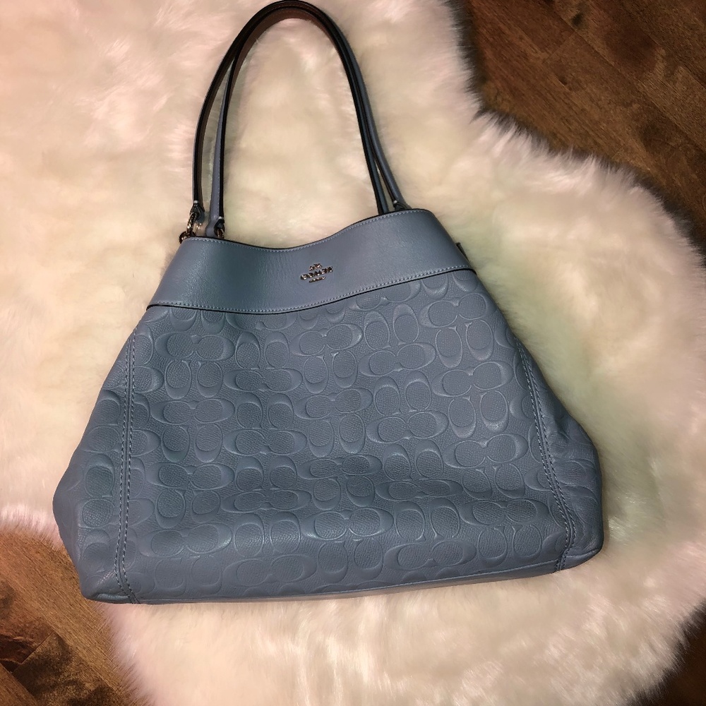 COACH Lexy Shoulder Signature Bag Pool Blue